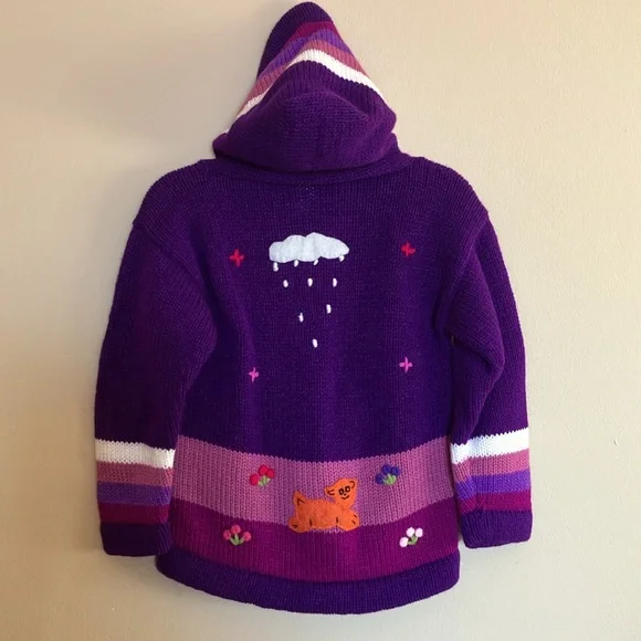 NEW Peruvian ZipUp Sweater Hoodie size 4. - Picture 3 of 4